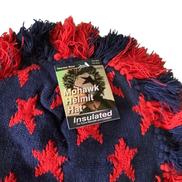 Mohawk Helmet Hat Insulated Red Navy Star Warm Winter Thermo Wear OS NEW - Picture 3 of 4